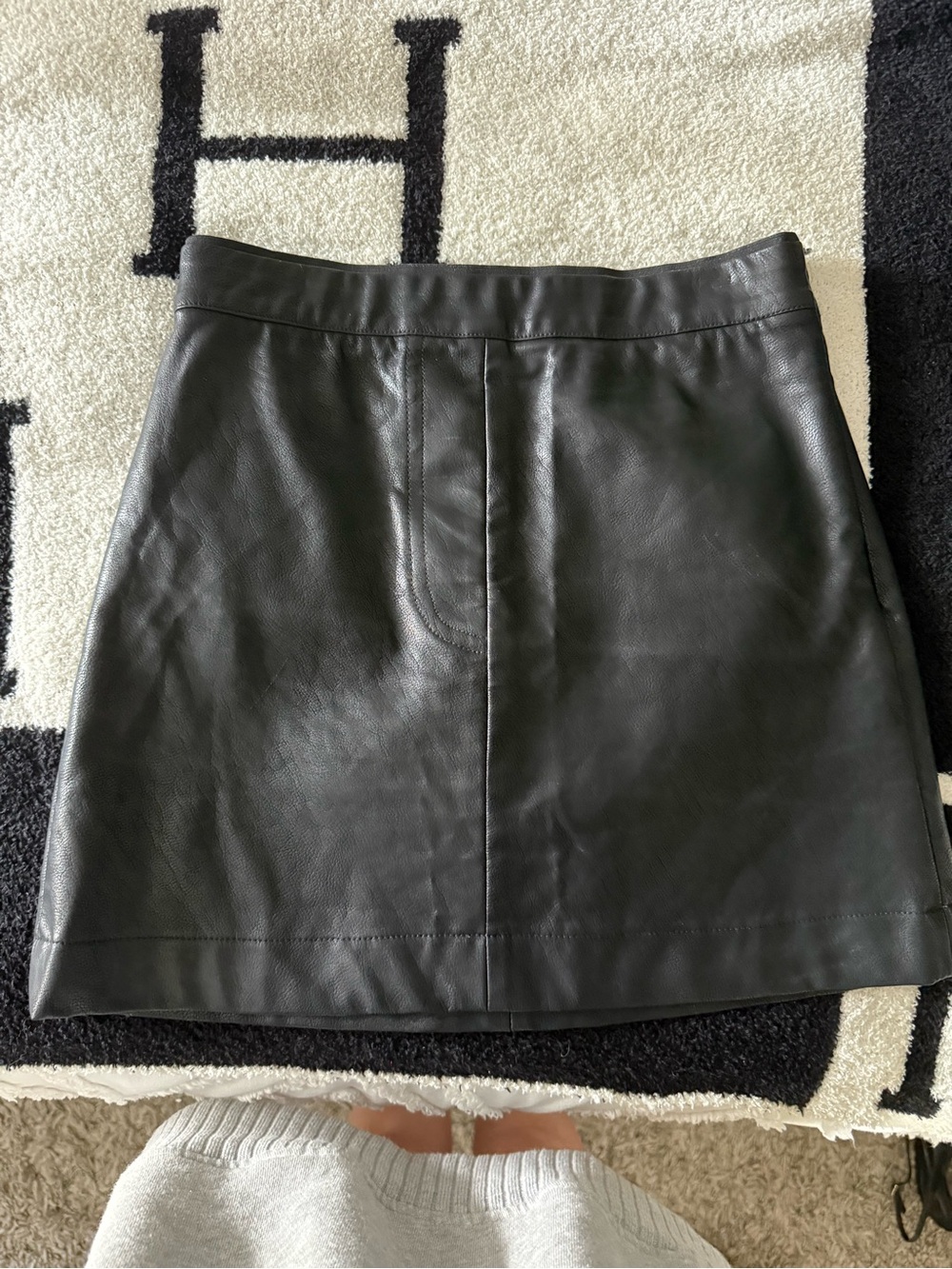 Olivaceous Black Leather Mini Skirt